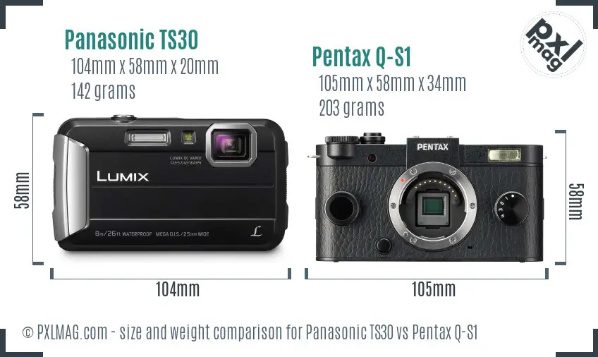 Panasonic TS30 vs Pentax Q-S1 size comparison