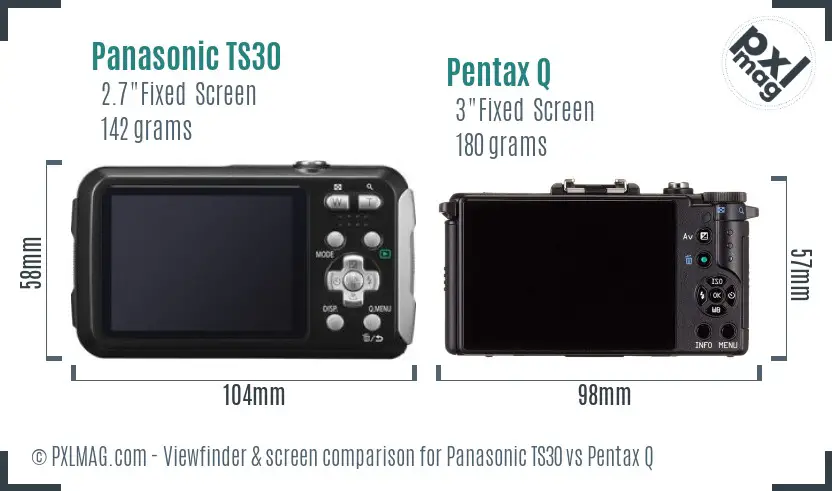 Panasonic TS30 vs Pentax Q Screen and Viewfinder comparison