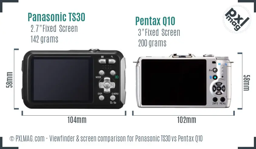Panasonic TS30 vs Pentax Q10 Screen and Viewfinder comparison