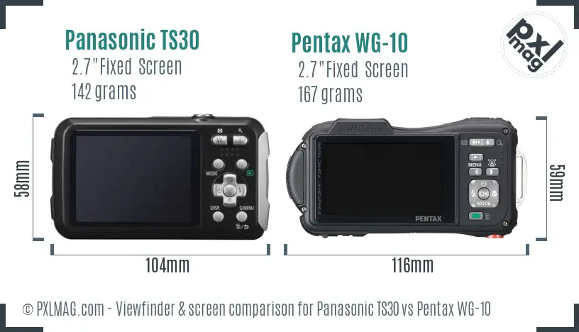 Panasonic TS30 vs Pentax WG-10 Screen and Viewfinder comparison
