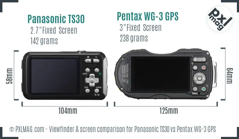Panasonic TS30 vs Pentax WG-3 GPS Screen and Viewfinder comparison