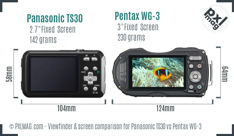 Panasonic TS30 vs Pentax WG-3 Screen and Viewfinder comparison