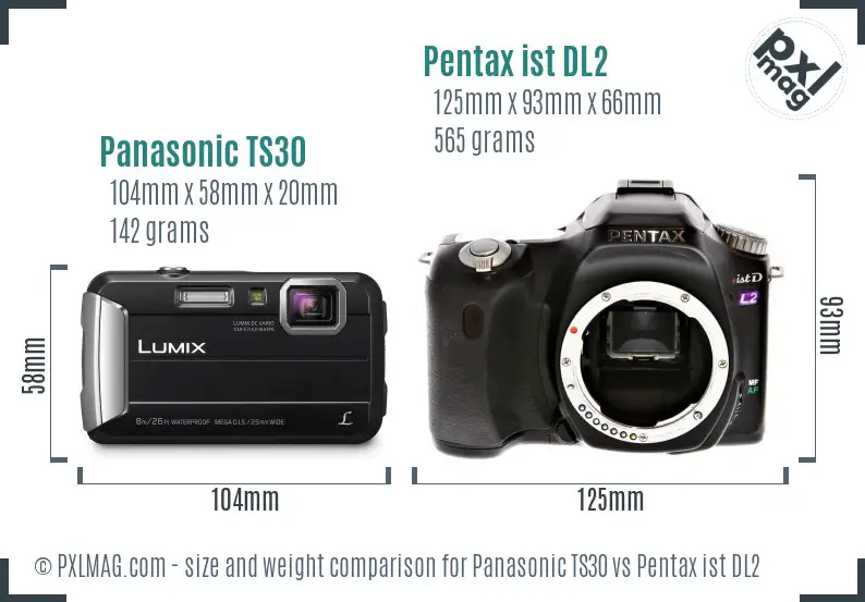 Panasonic TS30 vs Pentax ist DL2 size comparison