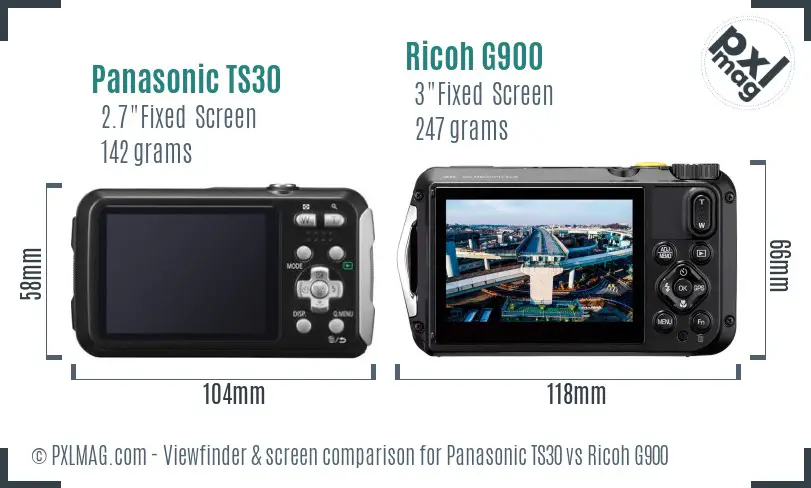 Panasonic TS30 vs Ricoh G900 Screen and Viewfinder comparison