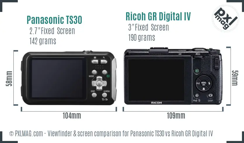 Panasonic TS30 vs Ricoh GR Digital IV Screen and Viewfinder comparison Panasonic TS30 vs Ricoh GR Digital IV Screen and Viewfinder comparison