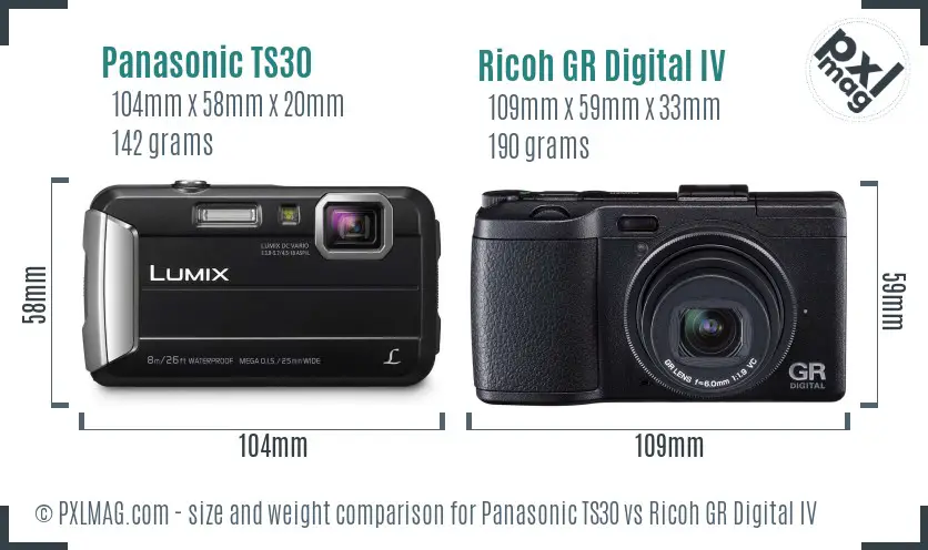 Panasonic TS30 vs Ricoh GR Digital IV size comparison Panasonic TS30 vs Ricoh GR Digital IV size comparison