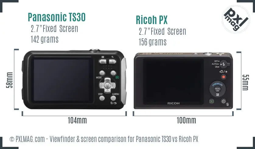 Panasonic TS30 vs Ricoh PX Screen and Viewfinder comparison Panasonic TS30 vs Ricoh PX Screen and Viewfinder comparison