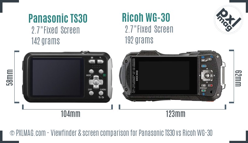 Panasonic TS30 vs Ricoh WG-30 Screen and Viewfinder comparison