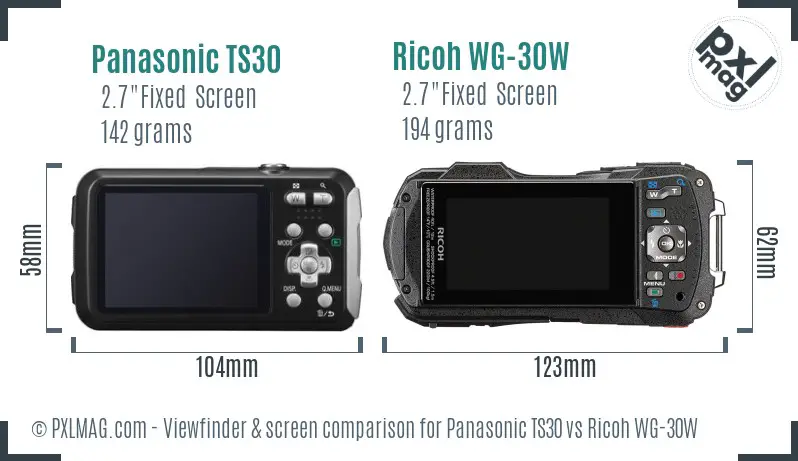 Panasonic TS30 vs Ricoh WG-30W Screen and Viewfinder comparison