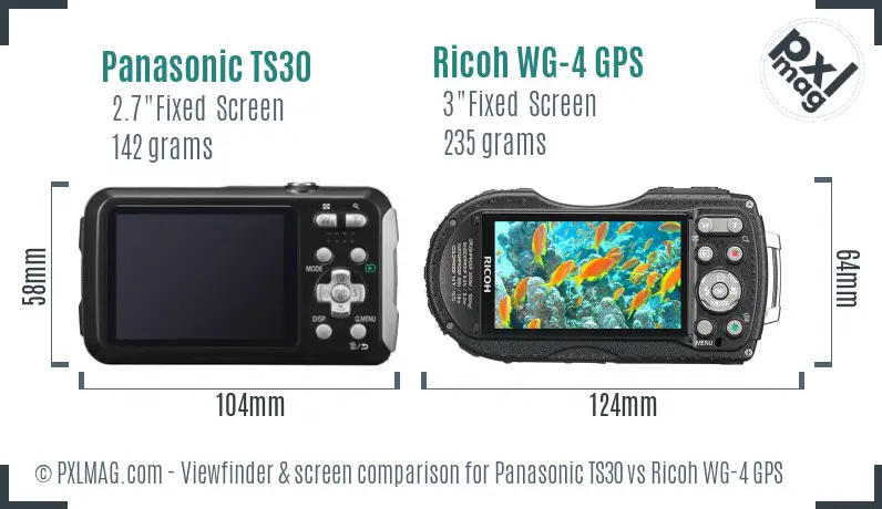 Panasonic TS30 vs Ricoh WG-4 GPS Screen and Viewfinder comparison
