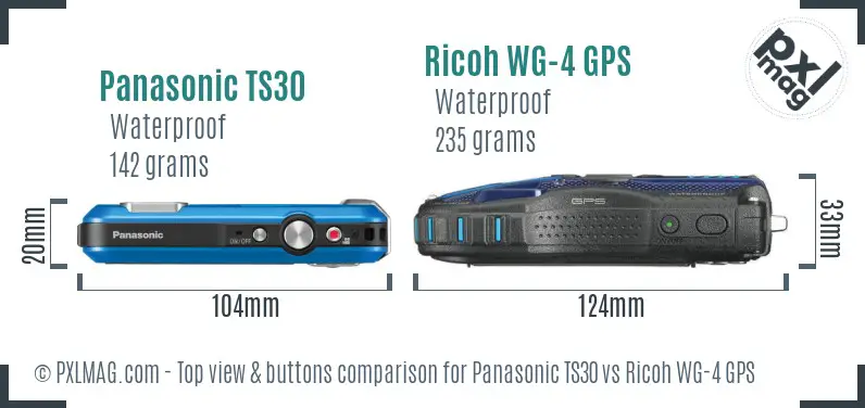 Panasonic TS30 vs Ricoh WG-4 GPS top view buttons comparison