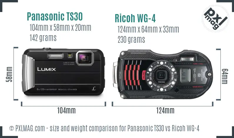 Panasonic TS30 vs Ricoh WG-4 size comparison Panasonic TS30 vs Ricoh WG-4 size comparison