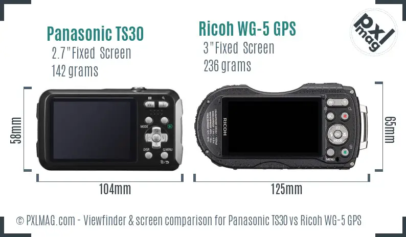 Panasonic TS30 vs Ricoh WG-5 GPS Screen and Viewfinder comparison