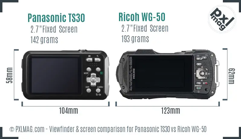 Panasonic TS30 vs Ricoh WG-50 Screen and Viewfinder comparison