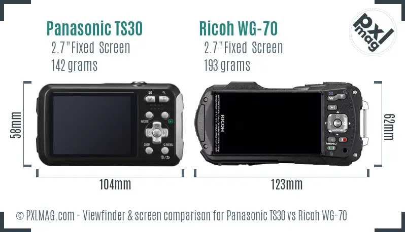 Panasonic TS30 vs Ricoh WG-70 Screen and Viewfinder comparison