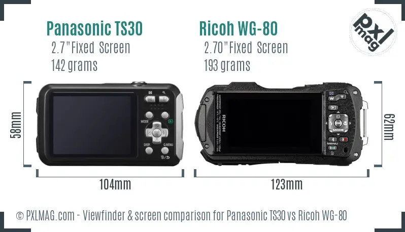 Panasonic TS30 vs Ricoh WG-80 Screen and Viewfinder comparison