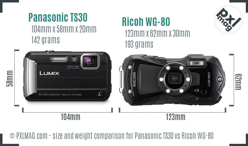 Panasonic TS30 vs Ricoh WG-80 size comparison