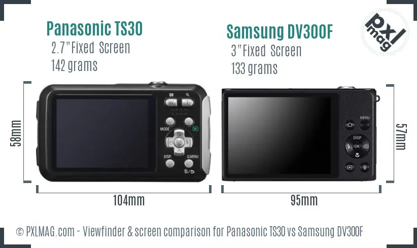 Panasonic TS30 vs Samsung DV300F Screen and Viewfinder comparison