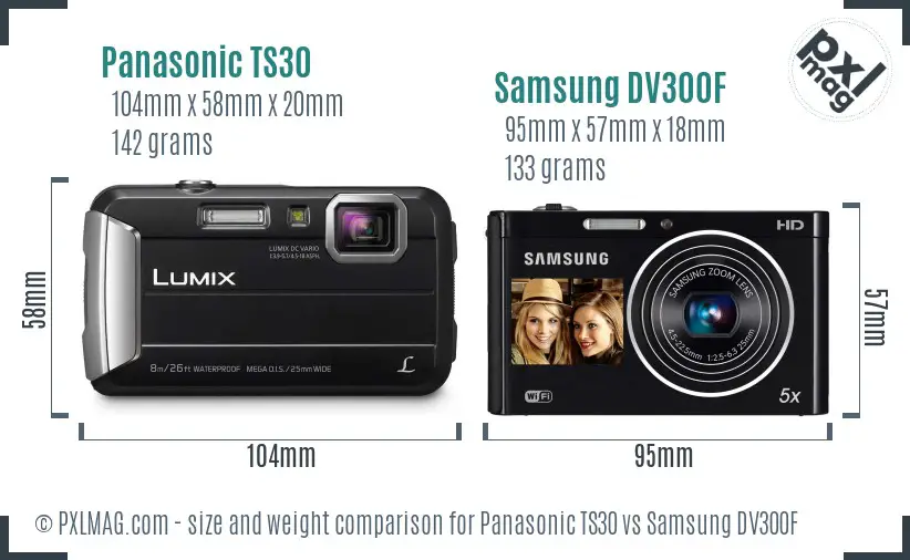 Panasonic TS30 vs Samsung DV300F size comparison