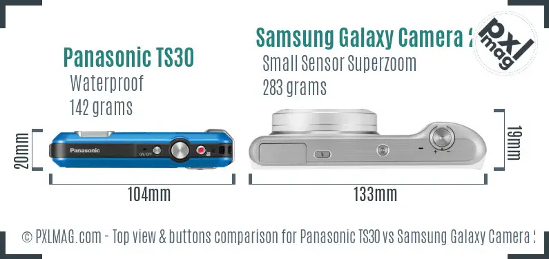 Panasonic TS30 vs Samsung Galaxy Camera 2 top view buttons comparison Panasonic TS30 vs Samsung Galaxy Camera 2 top view buttons comparison