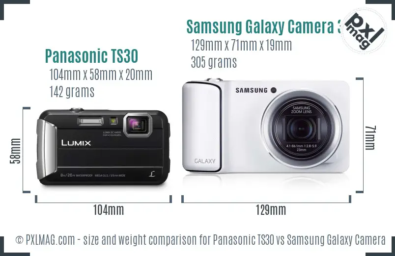 Panasonic TS30 vs Samsung Galaxy Camera 3G size comparison Panasonic TS30 vs Samsung Galaxy Camera 3G size comparison