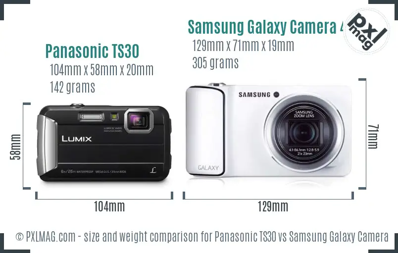 Panasonic TS30 vs Samsung Galaxy Camera 4G size comparison