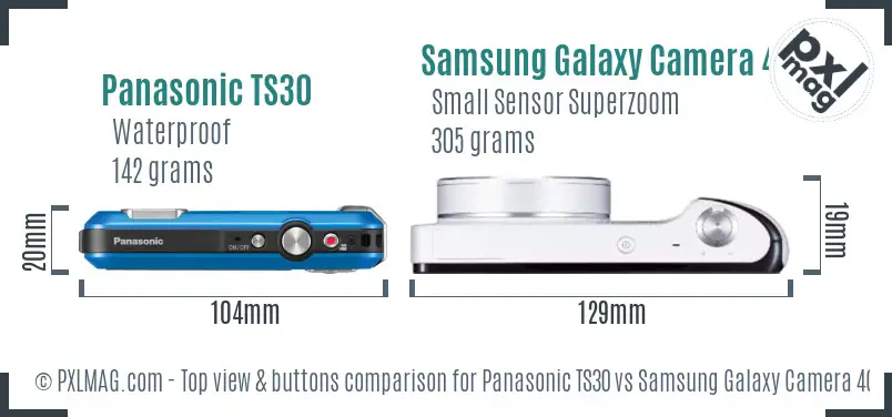 Panasonic TS30 vs Samsung Galaxy Camera 4G top view buttons comparison