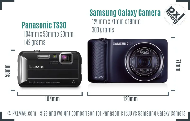 Panasonic TS30 vs Samsung Galaxy Camera size comparison