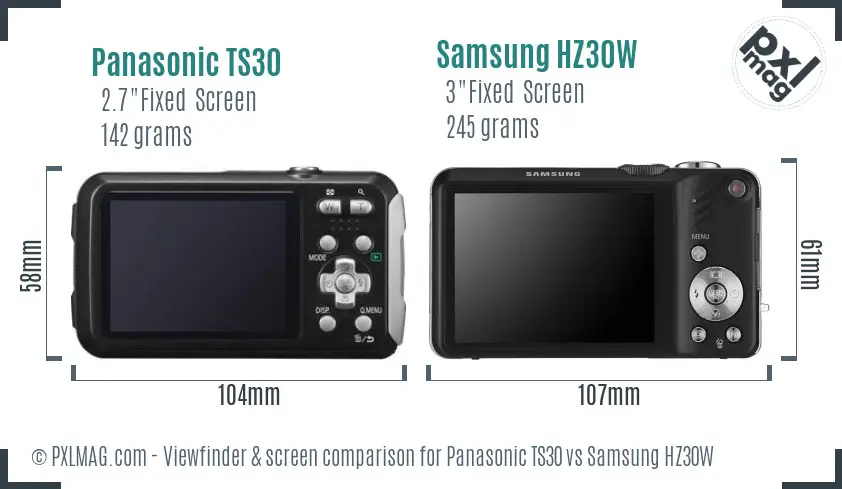 Panasonic TS30 vs Samsung HZ30W Screen and Viewfinder comparison Panasonic TS30 vs Samsung HZ30W Screen and Viewfinder comparison