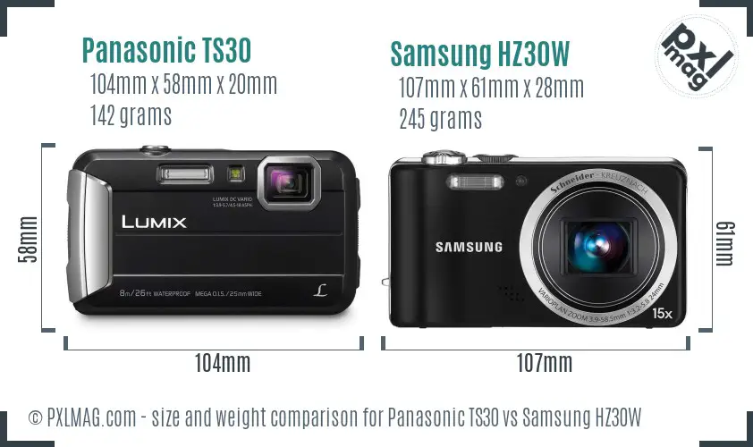 Panasonic TS30 vs Samsung HZ30W size comparison Panasonic TS30 vs Samsung HZ30W size comparison
