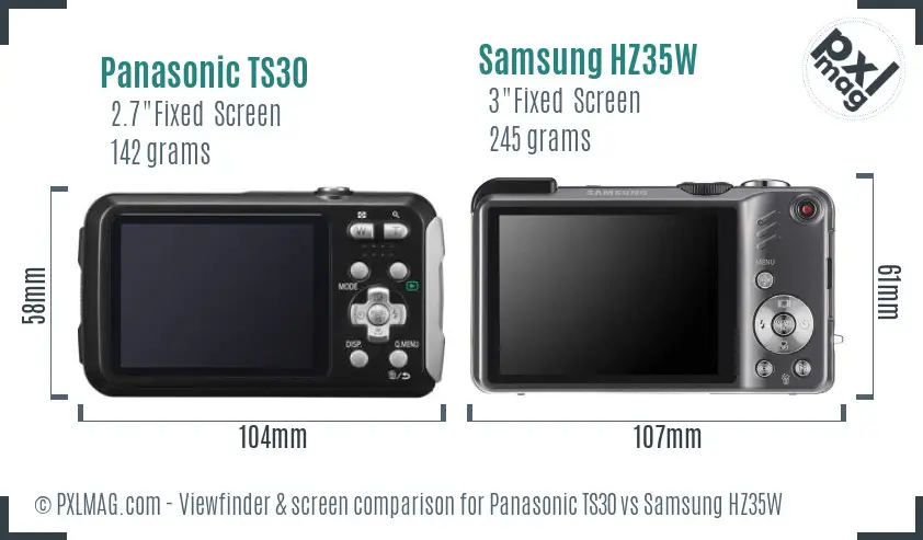 Panasonic TS30 vs Samsung HZ35W Screen and Viewfinder comparison Panasonic TS30 vs Samsung HZ35W Screen and Viewfinder comparison