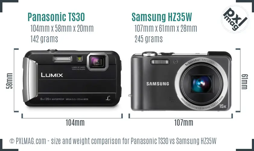 Panasonic TS30 vs Samsung HZ35W size comparison Panasonic TS30 vs Samsung HZ35W size comparison