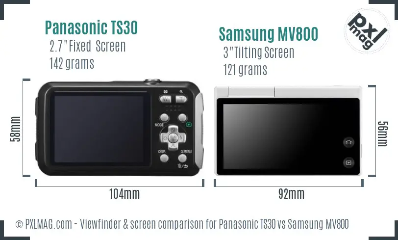 Panasonic TS30 vs Samsung MV800 Screen and Viewfinder comparison Panasonic TS30 vs Samsung MV800 Screen and Viewfinder comparison