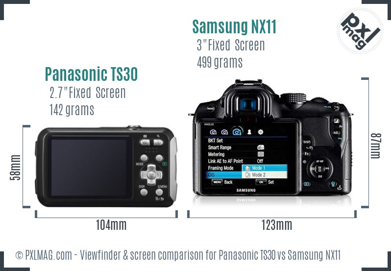 Panasonic TS30 vs Samsung NX11 Screen and Viewfinder comparison