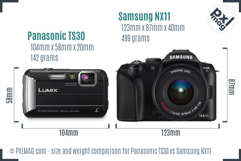 Panasonic TS30 vs Samsung NX11 size comparison Panasonic TS30 vs Samsung NX11 size comparison