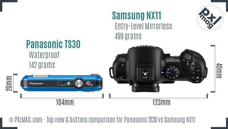Panasonic TS30 vs Samsung NX11 top view buttons comparison