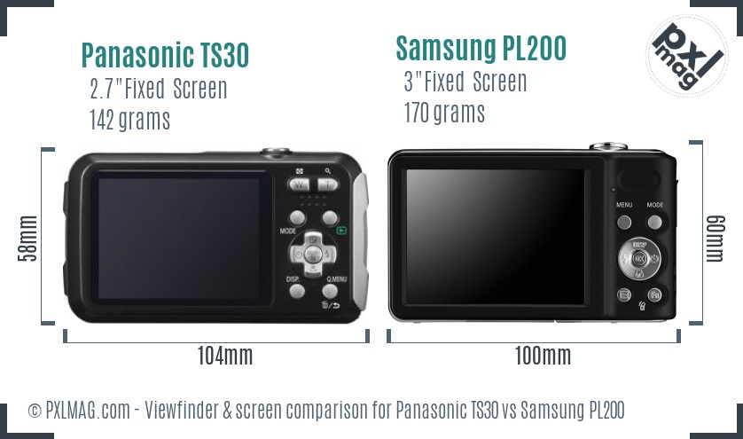 Panasonic TS30 vs Samsung PL200 Screen and Viewfinder comparison