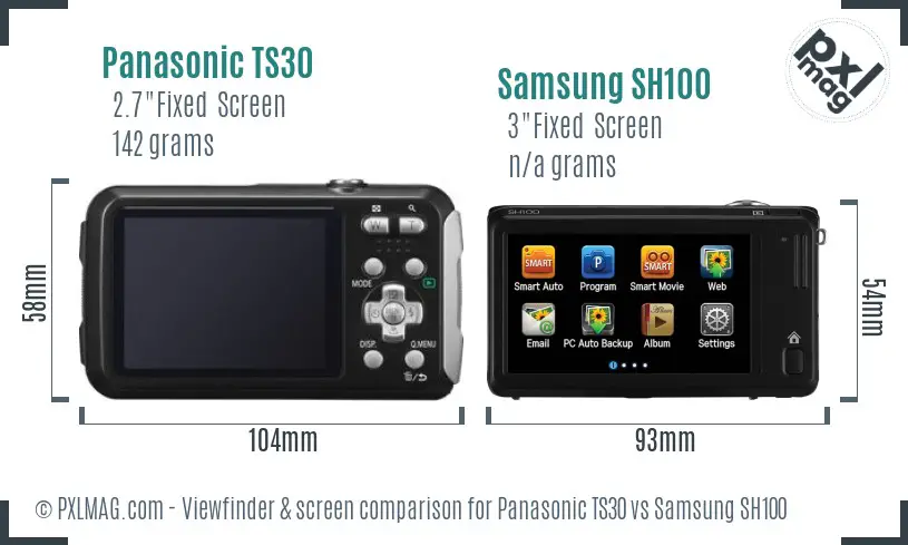 Panasonic TS30 vs Samsung SH100 Screen and Viewfinder comparison