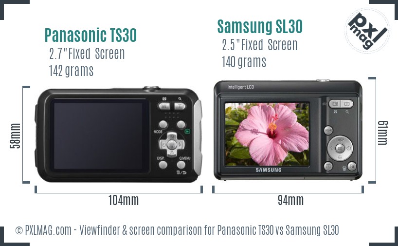 Panasonic TS30 vs Samsung SL30 Screen and Viewfinder comparison