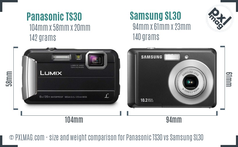 Panasonic TS30 vs Samsung SL30 size comparison Panasonic TS30 vs Samsung SL30 size comparison
