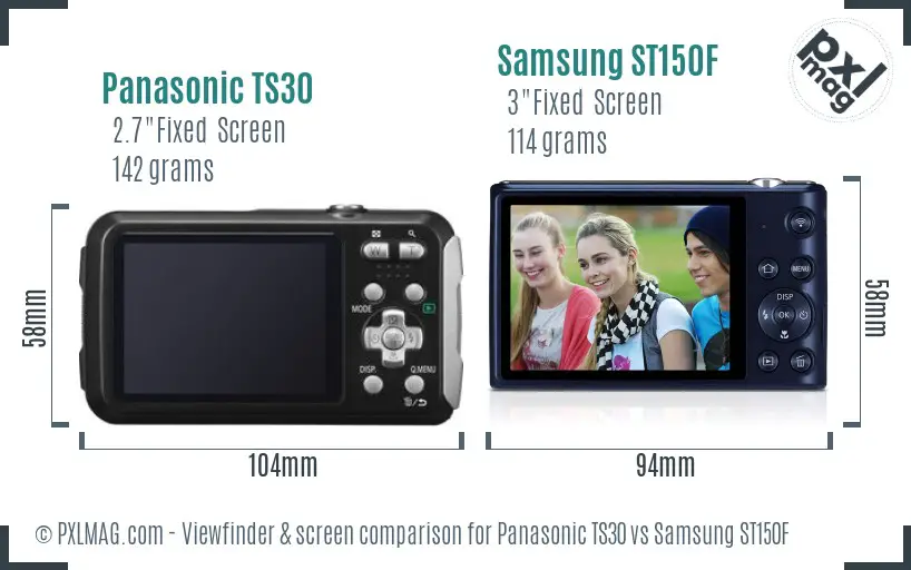 Panasonic TS30 vs Samsung ST150F Screen and Viewfinder comparison Panasonic TS30 vs Samsung ST150F Screen and Viewfinder comparison