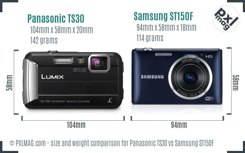 Panasonic TS30 vs Samsung ST150F size comparison Panasonic TS30 vs Samsung ST150F size comparison