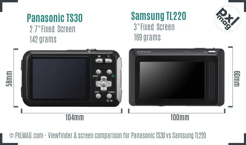 Panasonic TS30 vs Samsung TL220 Screen and Viewfinder comparison
