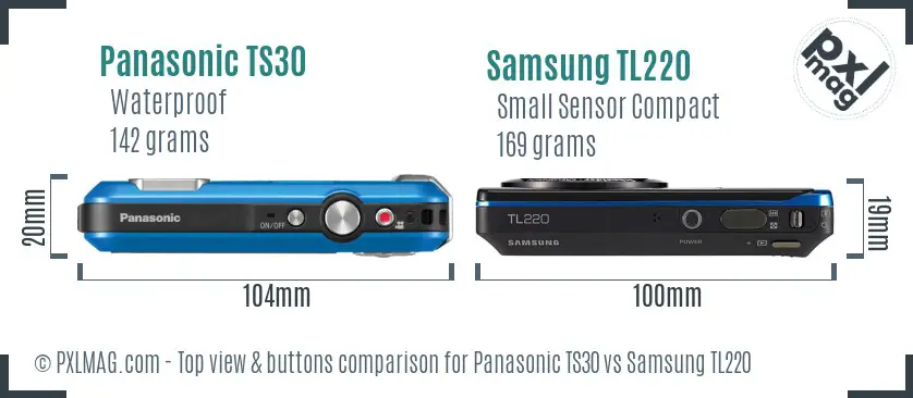 Panasonic TS30 vs Samsung TL220 top view buttons comparison
