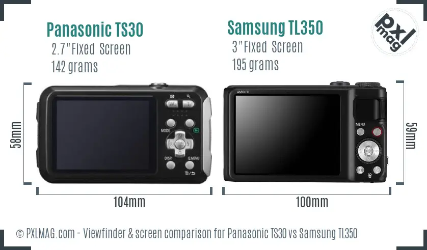 Panasonic TS30 vs Samsung TL350 Screen and Viewfinder comparison