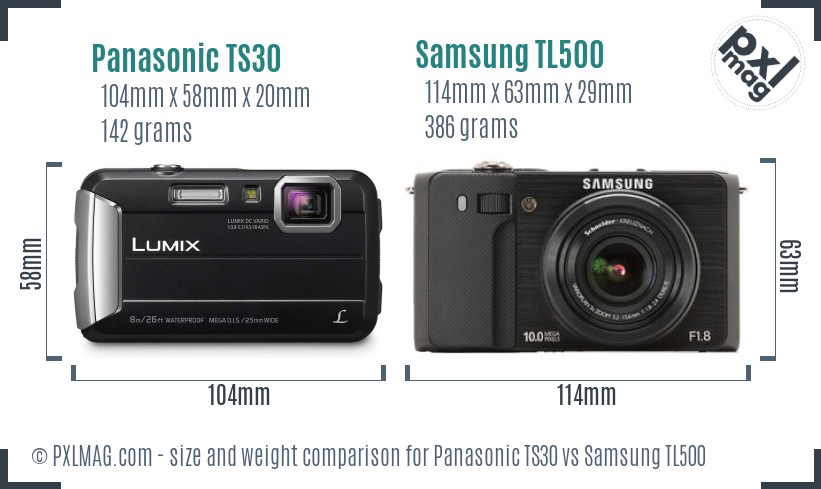 Panasonic TS30 vs Samsung TL500 size comparison Panasonic TS30 vs Samsung TL500 size comparison