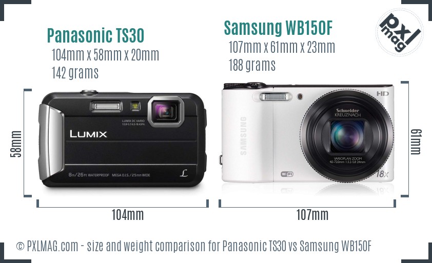 Panasonic TS30 vs Samsung WB150F size comparison Panasonic TS30 vs Samsung WB150F size comparison