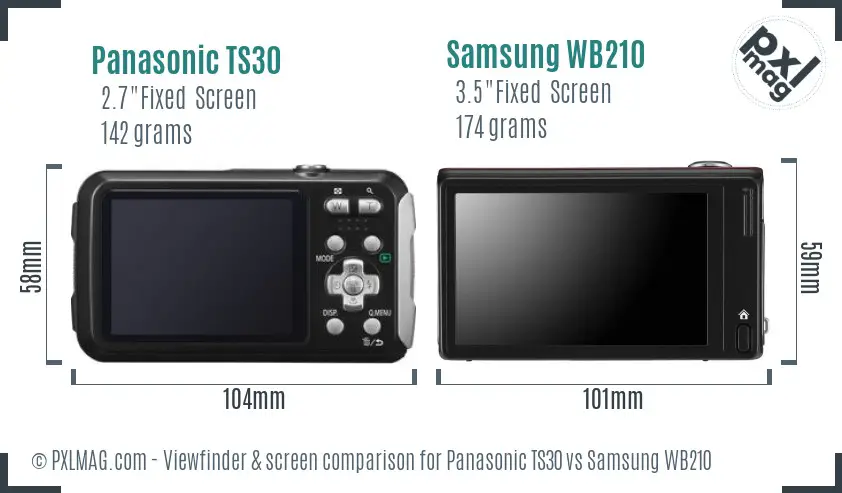 Panasonic TS30 vs Samsung WB210 Screen and Viewfinder comparison