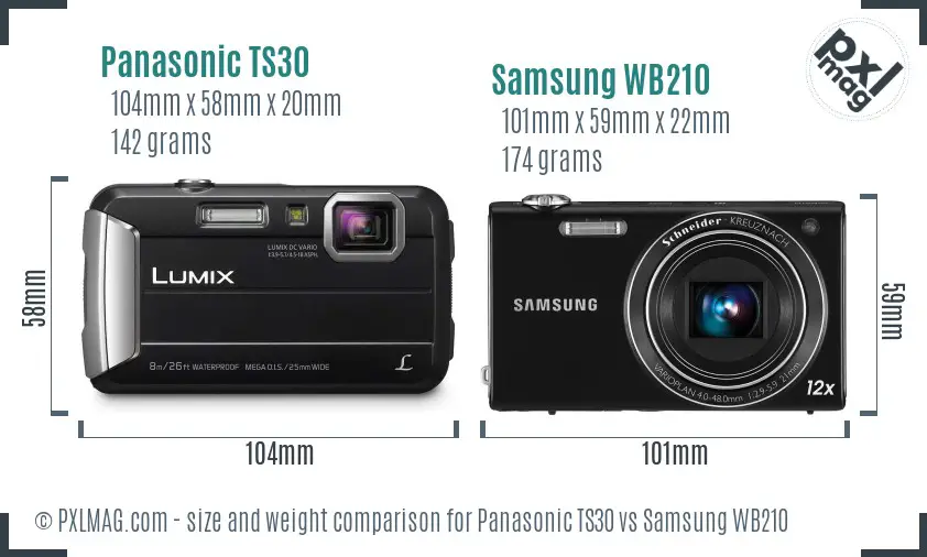 Panasonic TS30 vs Samsung WB210 size comparison