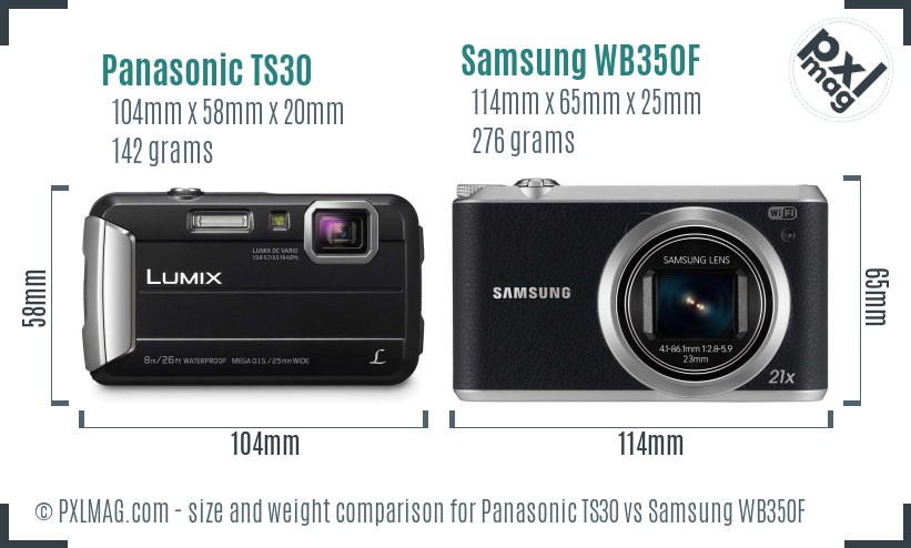 Panasonic TS30 vs Samsung WB350F size comparison Panasonic TS30 vs Samsung WB350F size comparison